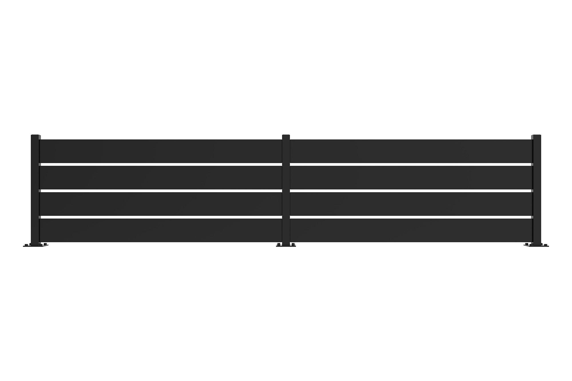 HALBOFFENER Zaun Velino 8m H.80cm schwarzer Stahl - Schwarz, Metall (800/84cm) - Casanoov