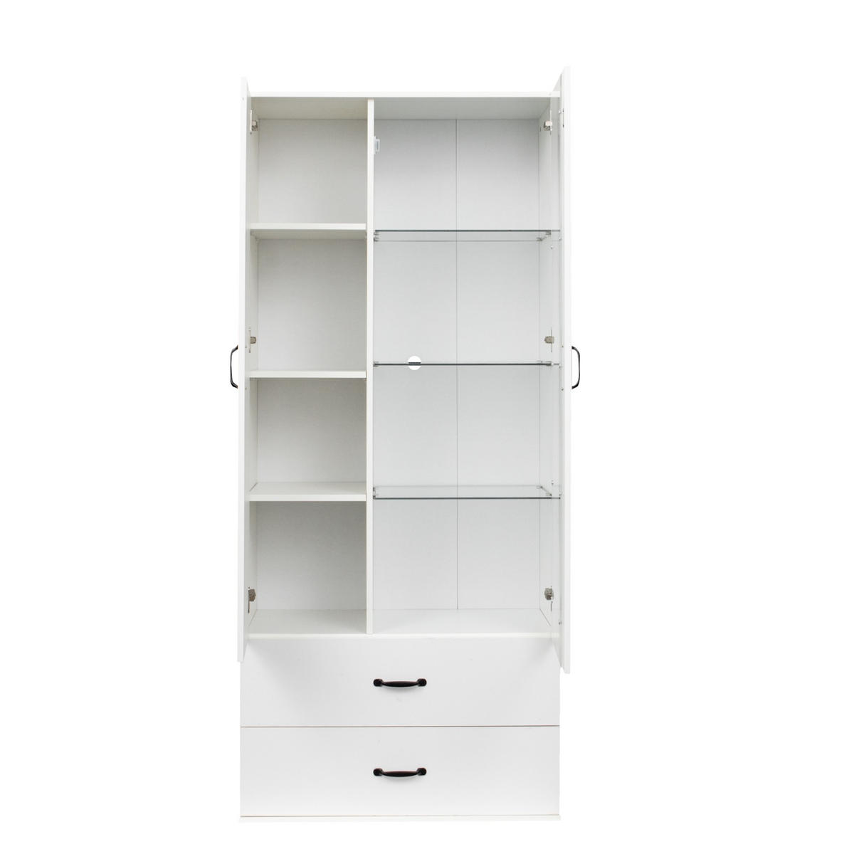 VITRINE LED-Schrank mit 2 Türen,Buffetschrank,Weiß - Weiß, Holz (59.5/182/35cm) - LVHOM