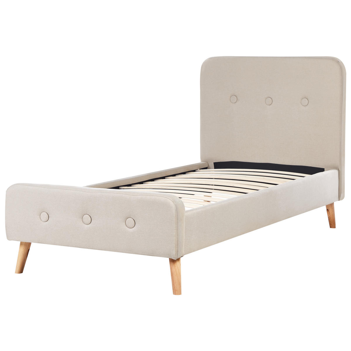 POLSTERBETT 90x200 cm Beige Rennes - Beige, Textil (90/200cm) - Beliani