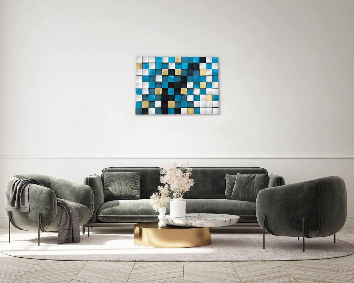 HOLZBILD Blau 100/70 cm - Blau, Holz/Kunststoff (9/70cm) - KUNSTLOFT