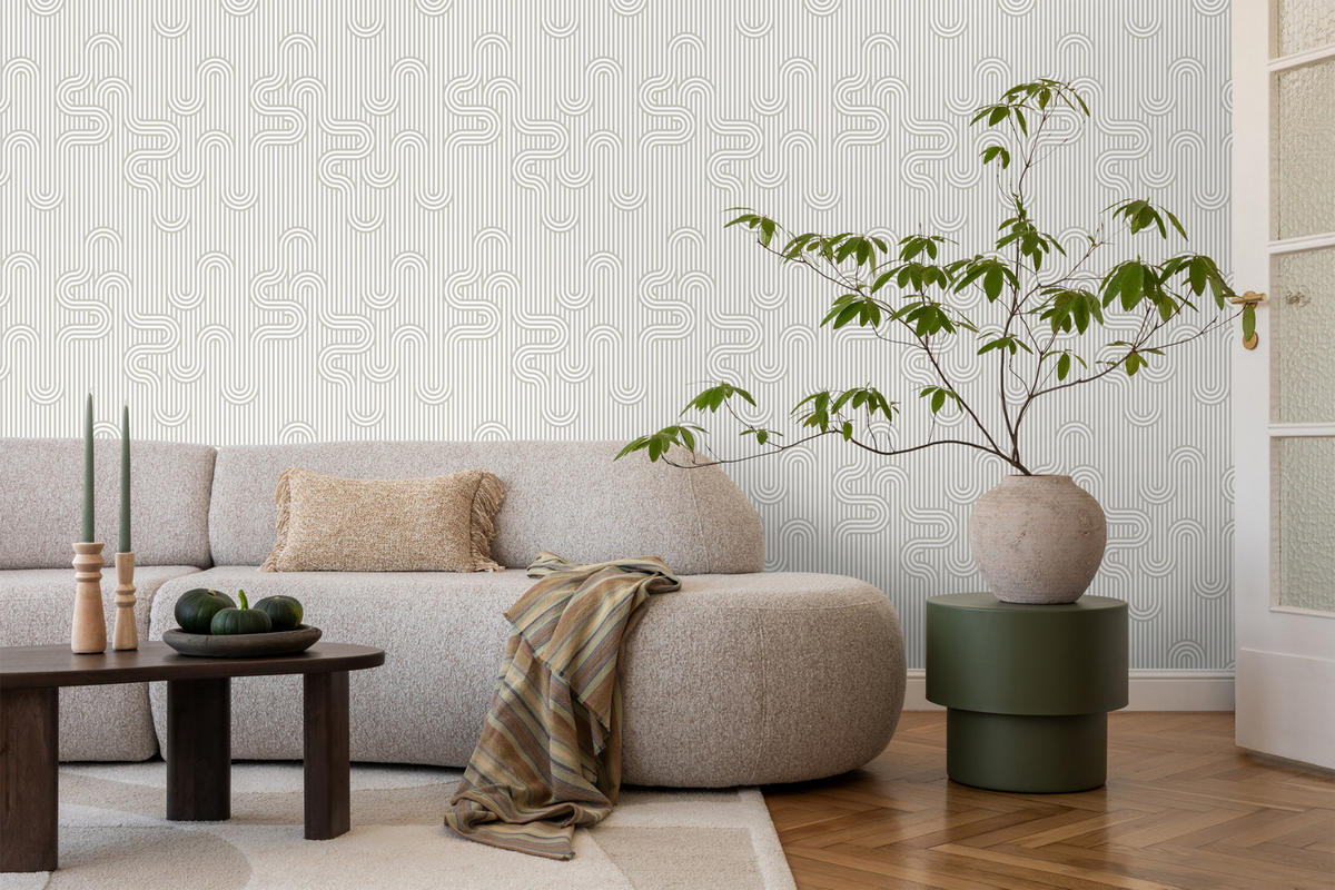 TAPETE grafische Linien 50 x 900 cm - Grau, Papier (50/900cm) - ESTAhome