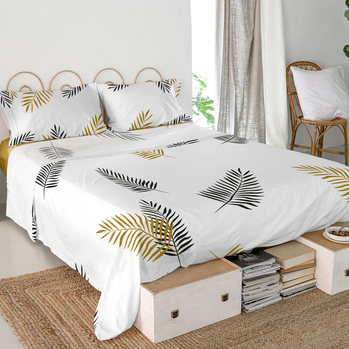 OBERBETTLAKEN foliage 160x270 cm mehrfarbig - Multicolor, Textil (160/270cm) - Happy Friday