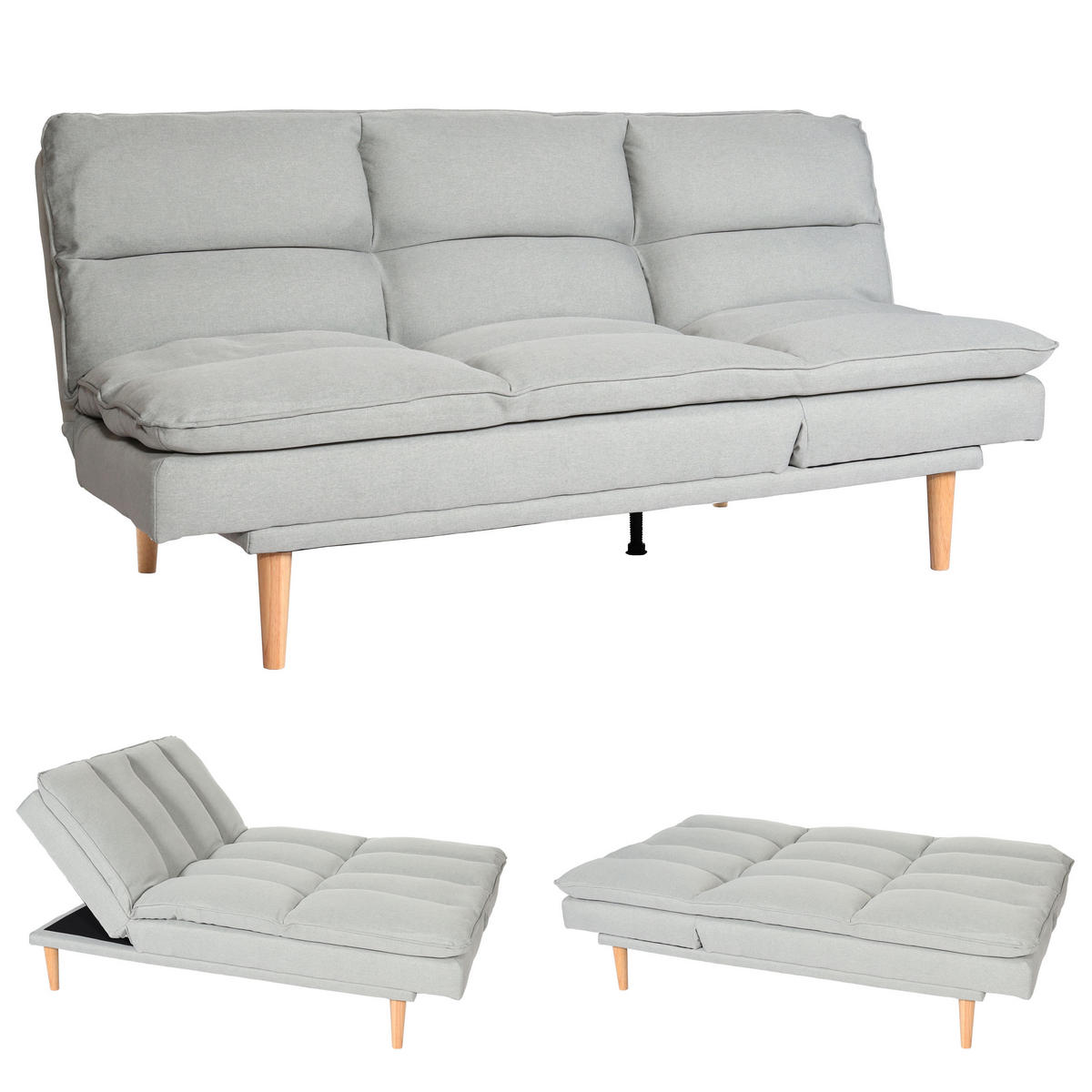 SCHLAFSOFA Hellgrau - Hellgrau, Textil (180/90/110cm) - MCW