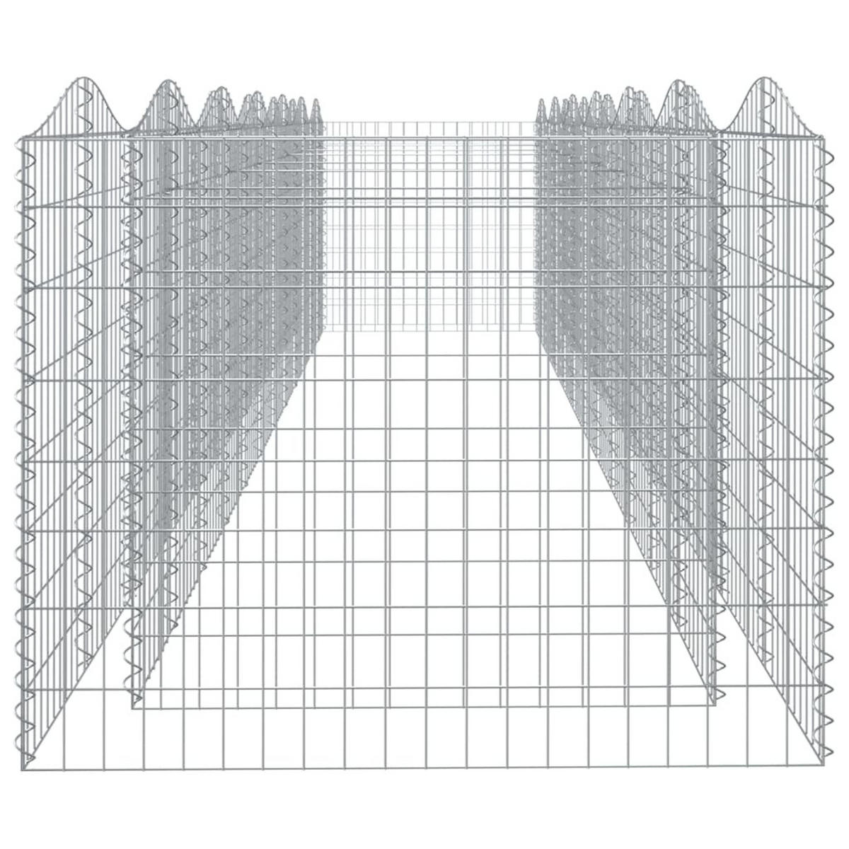 GABIONEN-HOCHBEET mit Hochbogen 600x100x100 cm Verzinktes Eisen - Silberfarben, Metall (100/100/600cm) - furnicato
