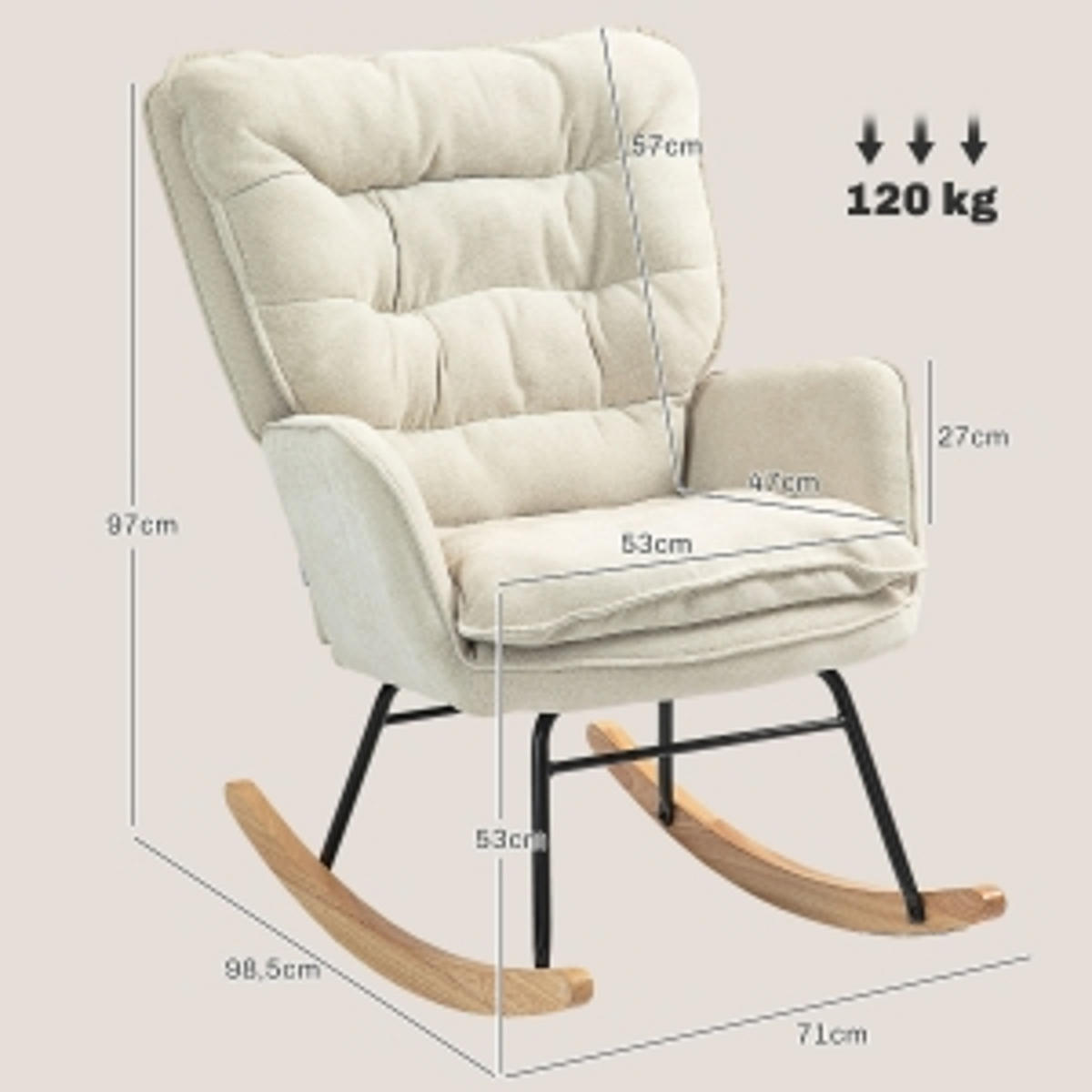 SCHAUKELSTUHL 98.5/71/97 cm Beige Chenilleoptik - Beige, Textil (98.5/97/71cm) - Oxeza