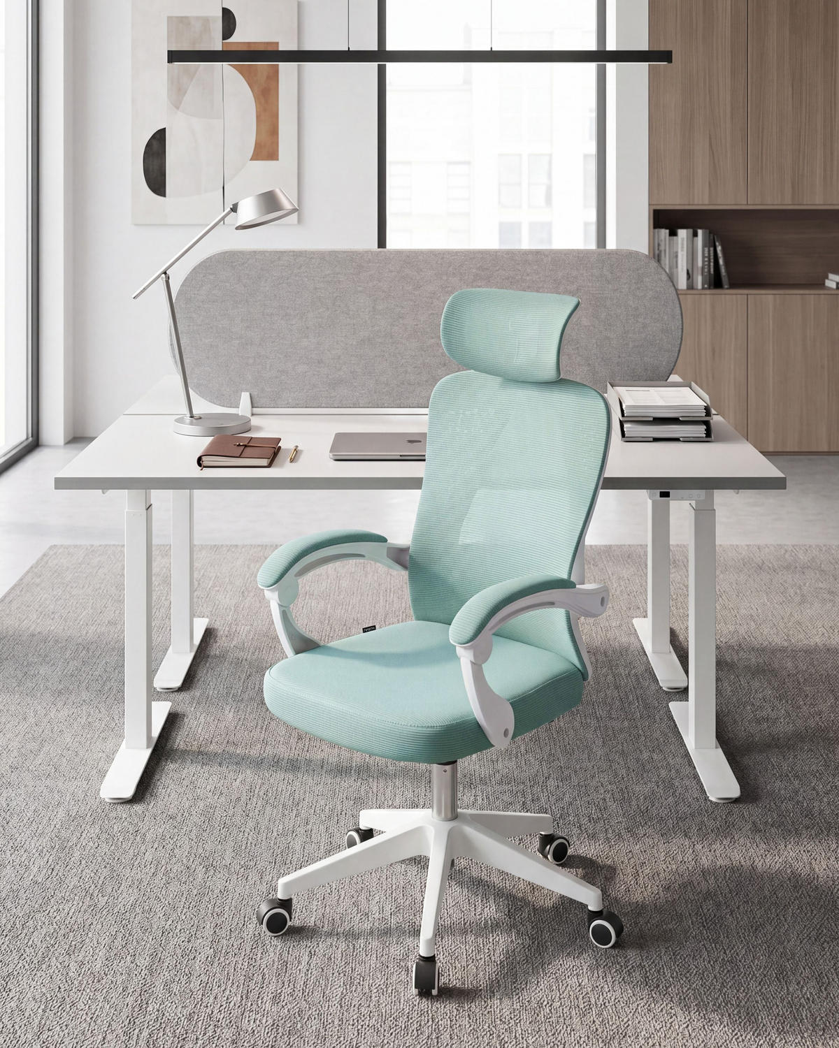 KANCELÁŘSKÁ ŽIDLE Mátově zelená Seranev - mátově zelená, textil (60/115/60cm) - Beliani