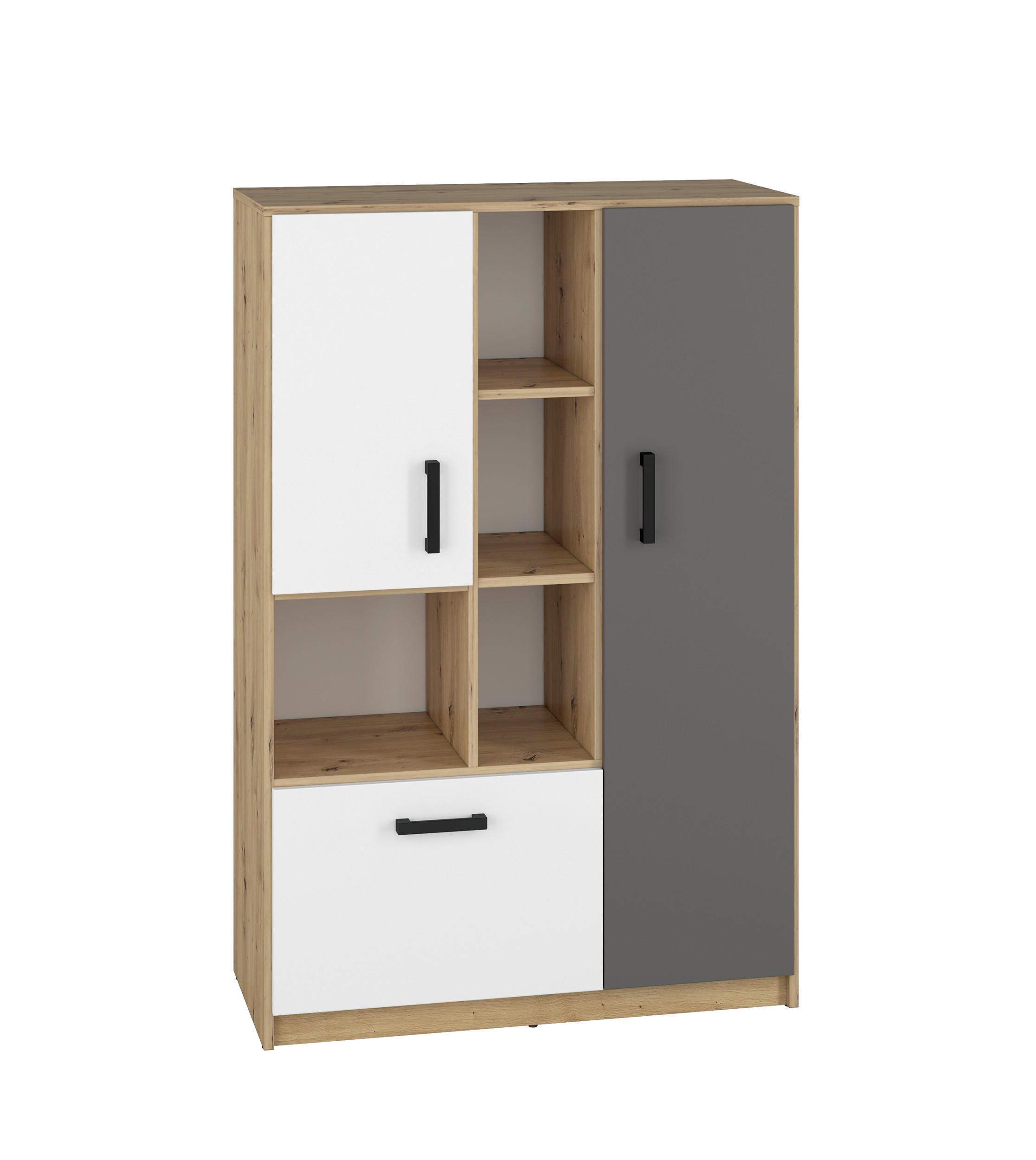 HIGHBOARD Fini Artisan Eiche / weiß / anthrazit 92 / 42 / 139cm - Weiß/Braun, Holz/Holzwerkstoff (92/139/42cm) - Feldmann-Wohnen