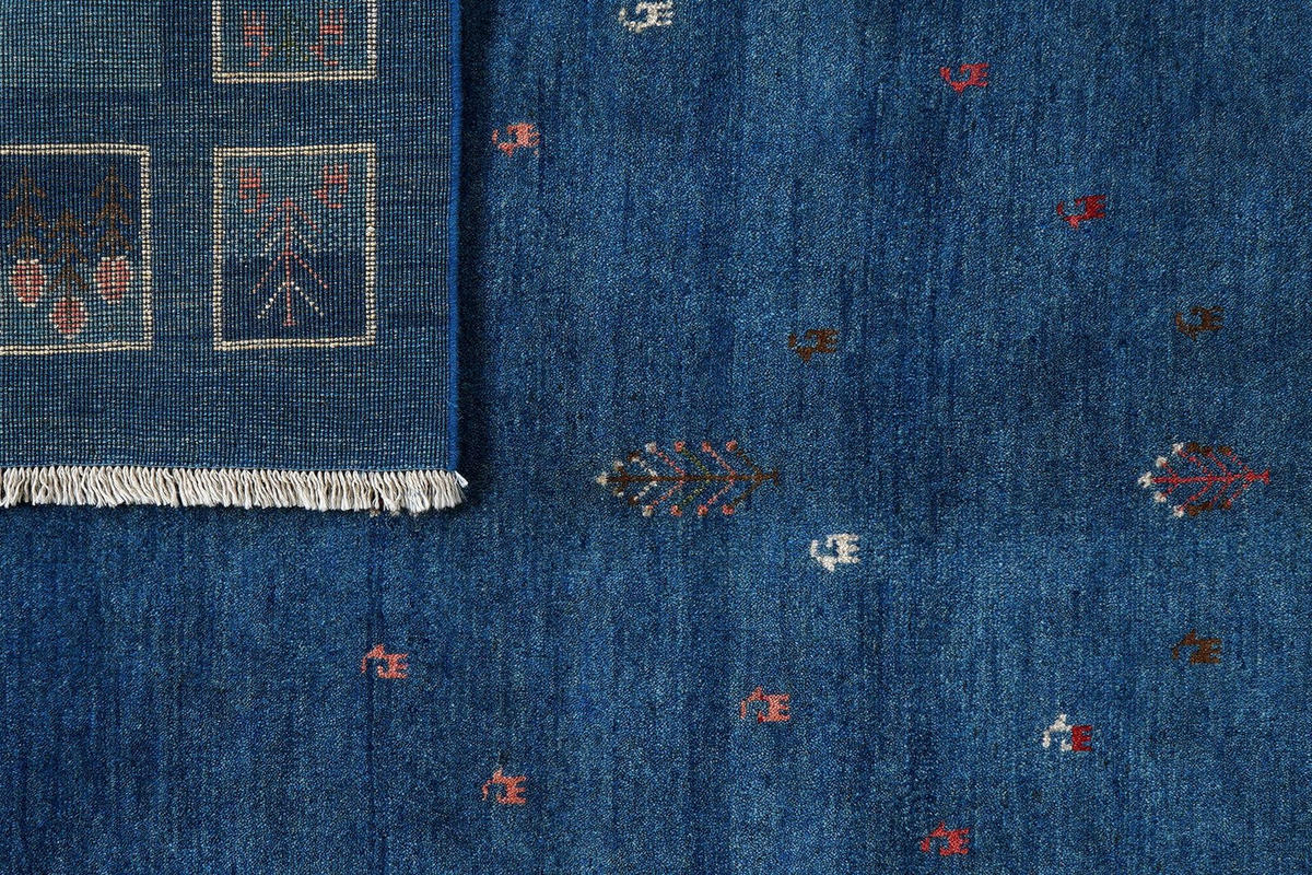 GABBEH-TEPPICH handgeknüpft Rizbaf Blau 213/157 cm Schurwolle - Blau, Textil (157/213cm) - Looma