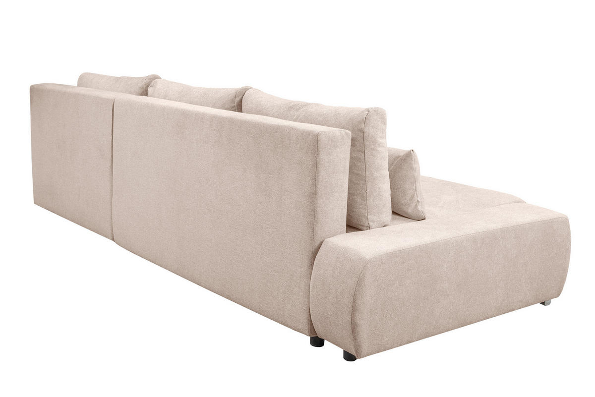 ECKSOFA Bloom mit Bettkasten und Schlaffunktion L-Form - Beige, Textil (267/185cm)