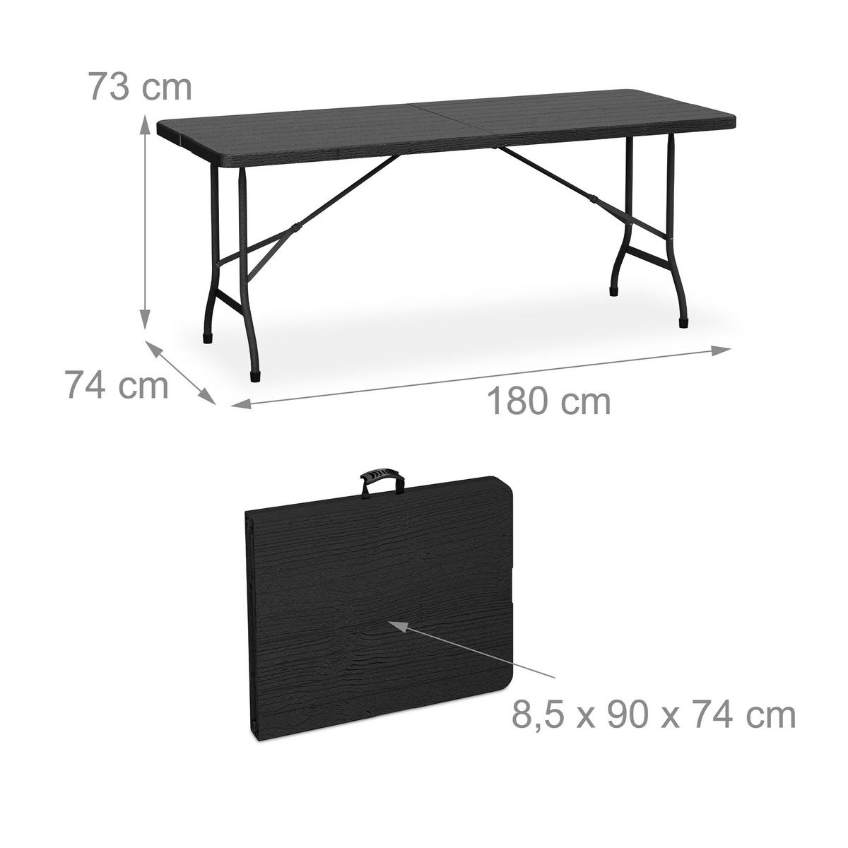 BIERZELTGARNITUR Grau 3-tlg. klappbar 180 cm - Grau, Kunststoff/Metall - Relaxdays