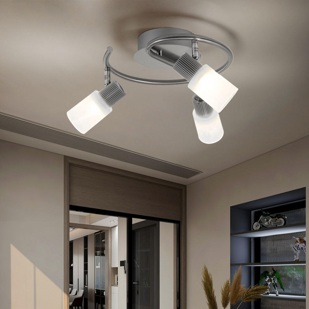 LED DECKENLEUCHTE Lister Metall Silber - Silberfarben, Glas (28/28/14.5cm) - Globo Lighting