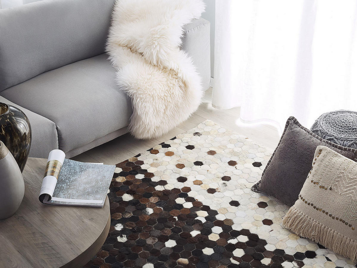 KURZFLOR-TEPPICH Eyim 200/140 cm - Braun, Fell (140/200cm) - Beliani