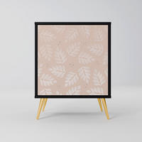 SIDEBOARD LEAVES ON BEIGE, Schwarz, 57,5x42x75,5 cm, Goldfarbene Metallfüße - Goldfarben/Multicolor, Holzwerkstoff/Metall (57.5/75.5/42cm) - SpaceRebels