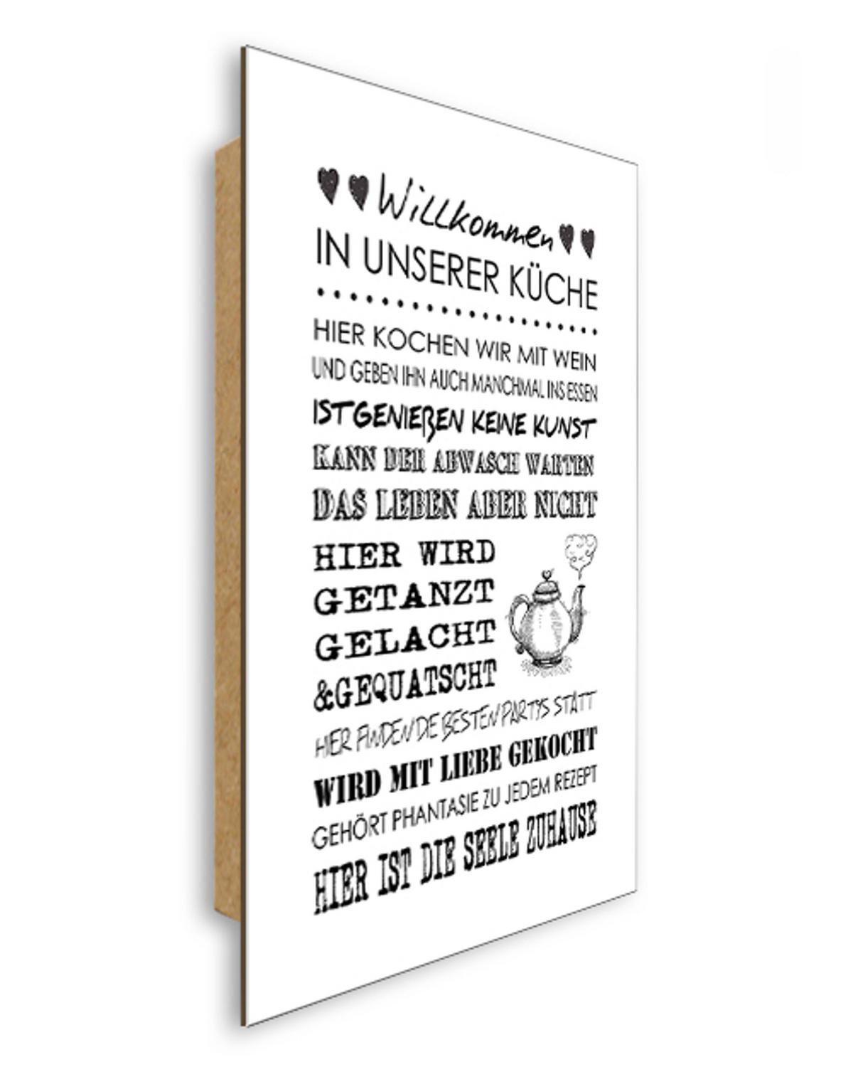 BILD 29x41 cm Typografie Spruch Küche - Weiß, Holzwerkstoff (29/41/2cm) - artissimo