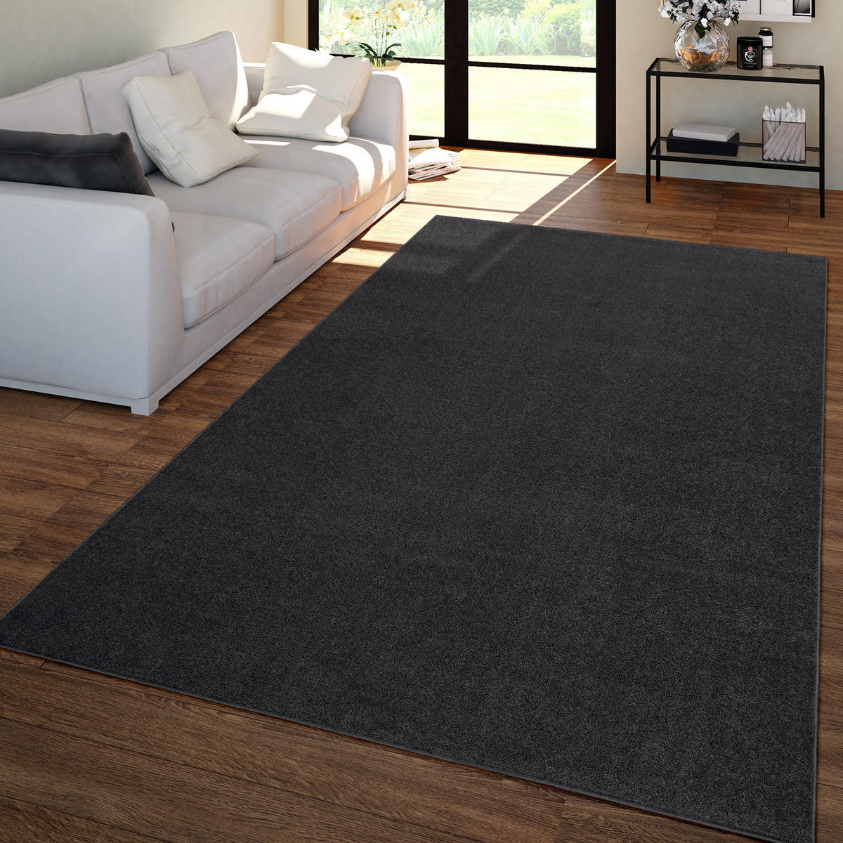 FLACHWEBETEPPICH Grau Schwarz 240 x 340 cm - Schwarz, Kunststoff (240/340cm) - TT Home