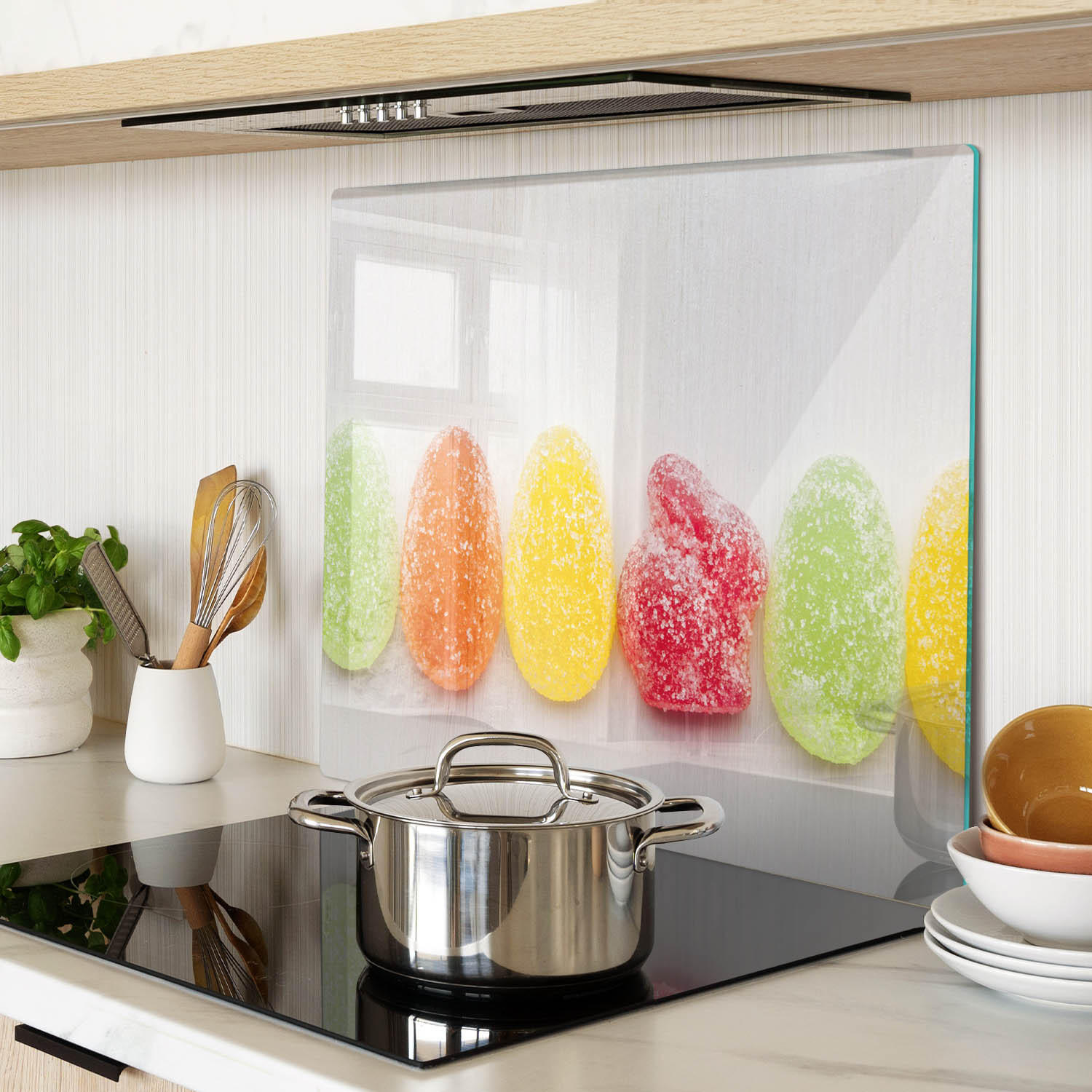 GLASPLATTE 60x52 cm Bunte Jelly Beans - Multicolor, Glas (60/0.4/52cm) - TULUP