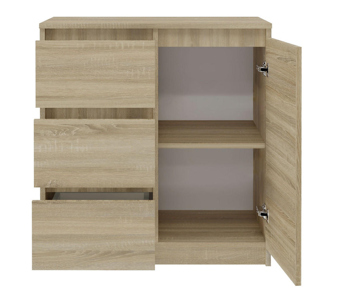 KOMMODE 1D3S SCHRANK 1 TÜR 3 SCHUBLADEN EICHE SONOMA - Sonoma Eiche, Holzwerkstoff (80/75/40cm) - CDF