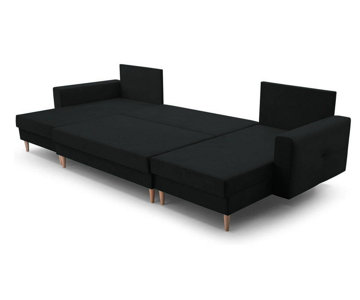 WOHNLANDSCHAFT - CARL U (Schwarz) - Schwarz, Holzwerkstoff (300/90/142cm) - Möblo