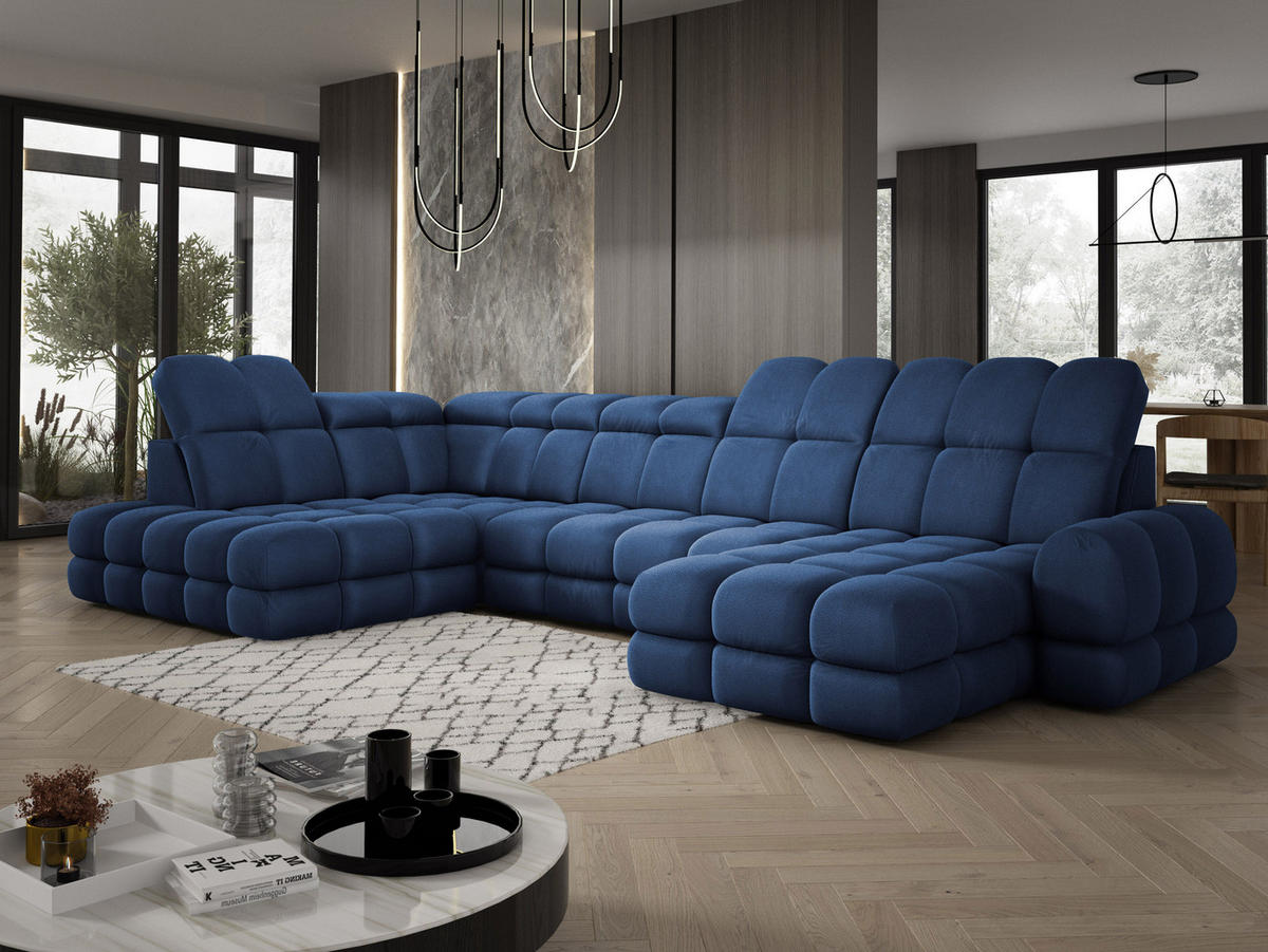 ECKSOFA TOLLO Solar-stoff U-form 400x217x105 cm blau - Blau, Holz/Textil (400/217cm) - DomoHome
