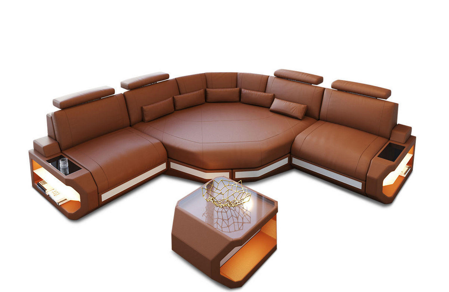 ECKSOFA Asti L Mini - Braun, Leder (280/280cm) - Sofa Dreams