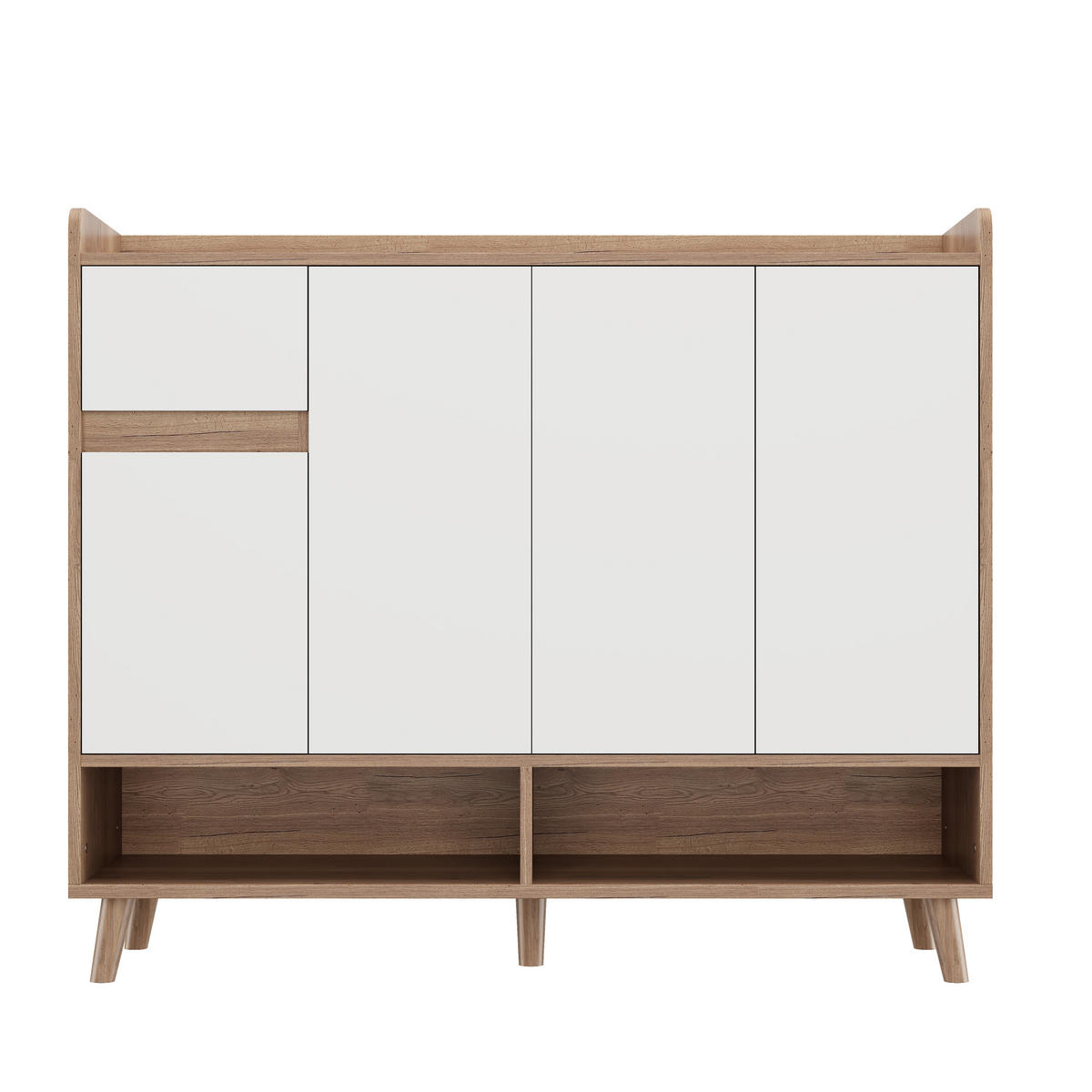 SCHUHSCHRANK 120/35/99 cm weiß/Natur aus Spanplatte mit Schublade - Weiß, Holzwerkstoff (120/99/35cm) - OKWISH