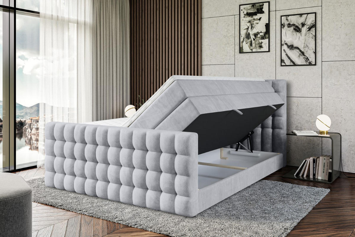 BOXSPRINGBETT VIONE-Z KING - 120 x 200 - H3/H4 - Hellgrau - Hellgrau, Holzwerkstoff (120/200cm) - ALTDECOR
