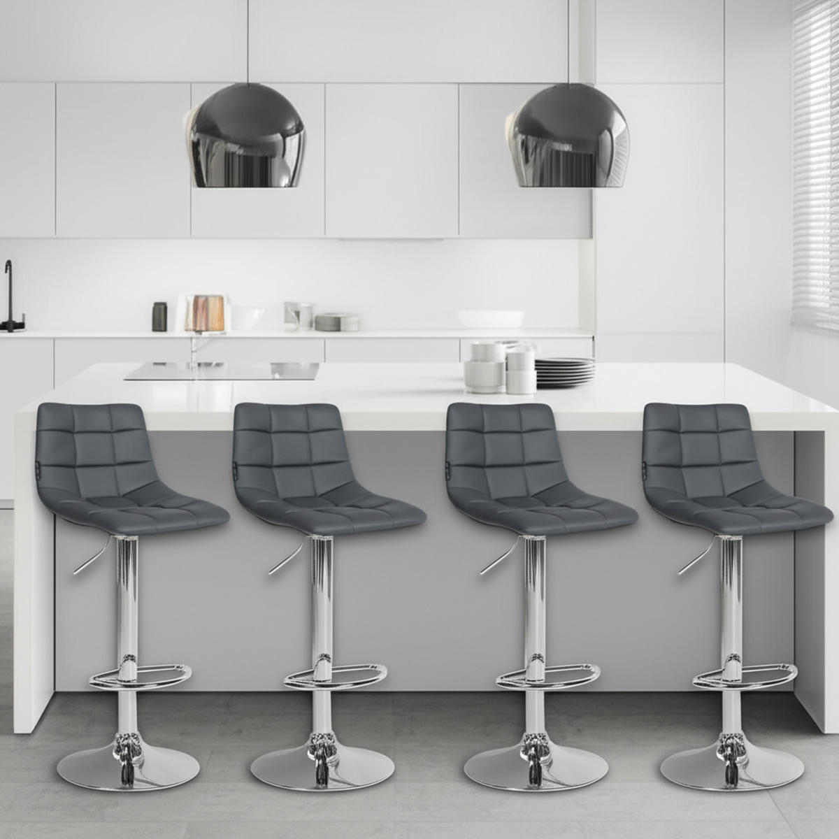 BARHOCKER James Kunstleder chrom grau - Chromfarben/Grau, Kunststoff/Metall (43/108.5/46.5cm) - TPFLiving