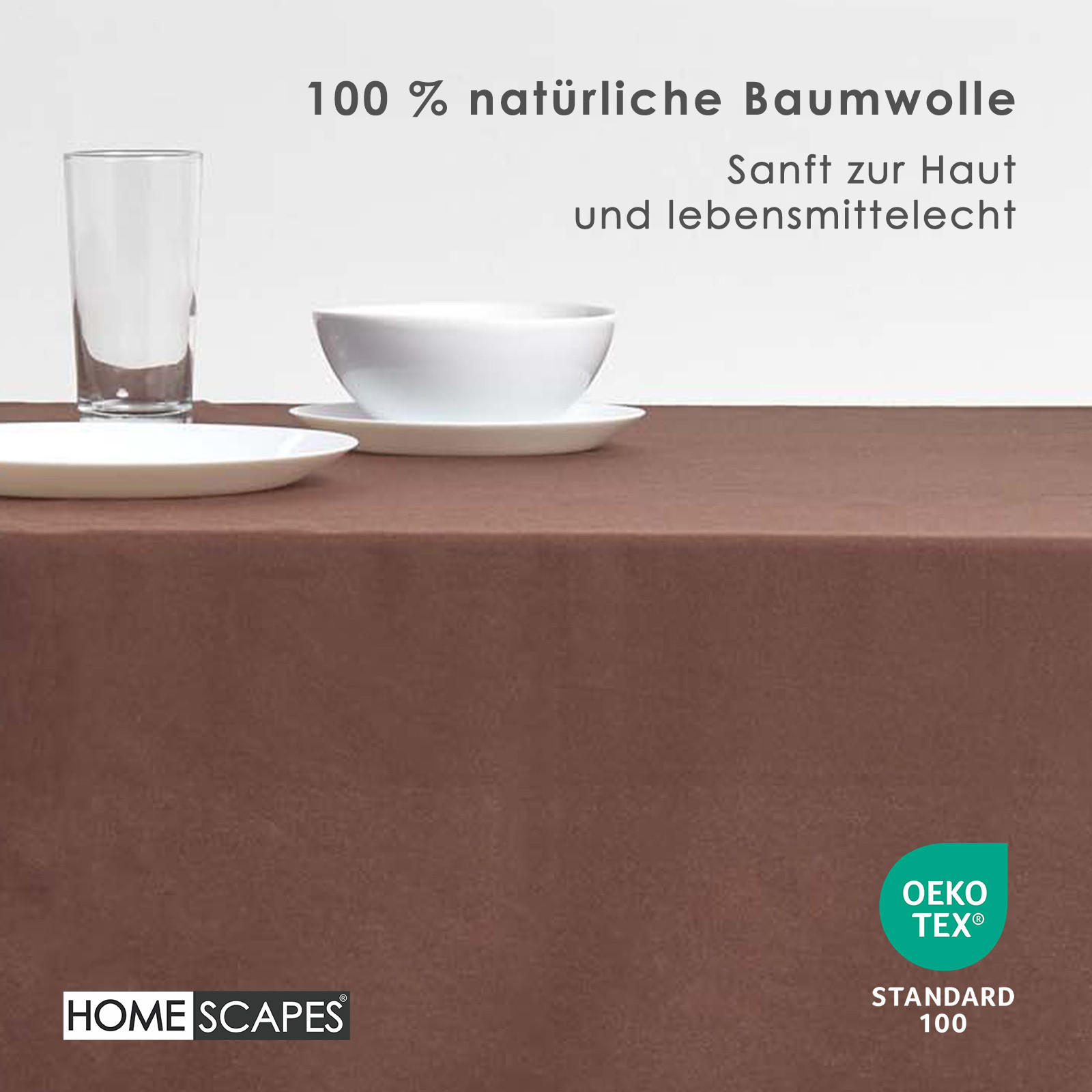 TISCHDECKE braun 137/137 cm, 100% Baumwolle - Braun, Textil (137/137cm) - Homescapes