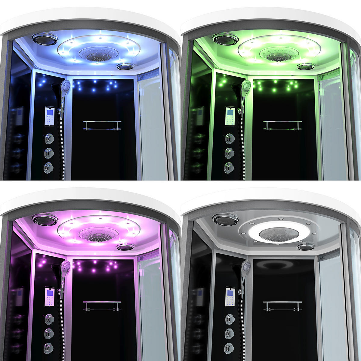 WHIRLPOOL Wanne Duschkabine sw K55-L33-WP-EC 170x1 - Schwarz, Glas/Kunststoff (98/220/170cm) - AcquaVapore by Sandra Jentho