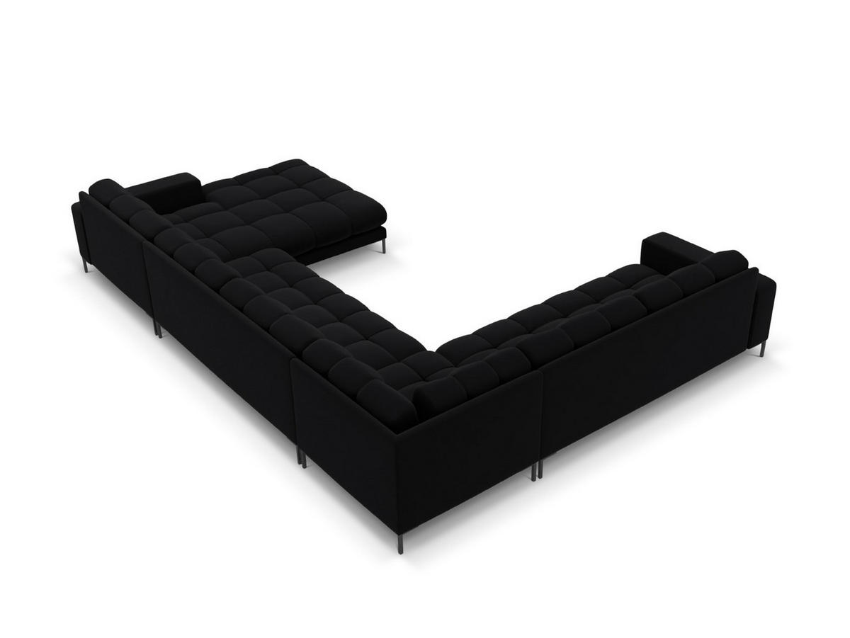 PANORAMASOFA links Mamaia aus Samt schwarz 7 Sitzplätze - Schwarz, Textil (256/75/327cm) - Micadoni