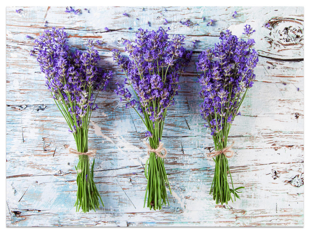 FOTOTAPETE für Küche Lavendelblüten Lila Holz Rustikal 250x175 - Violett/Weiß, Papier (250/175cm) - Muralo