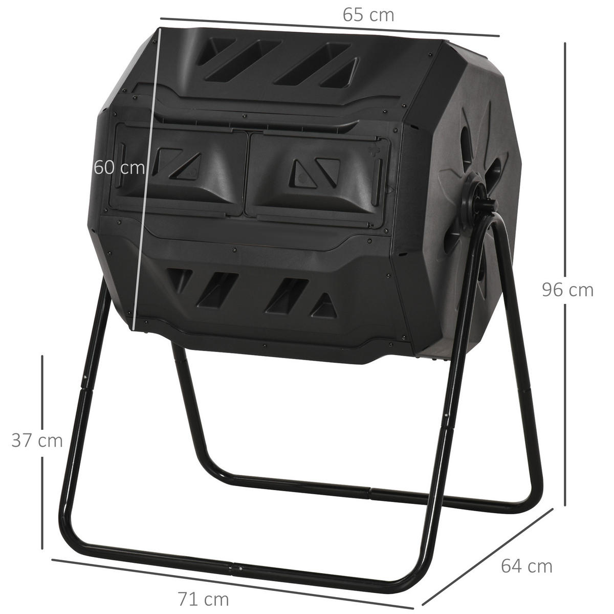 KOMPOSTBEHÄLTER DE-10147 2 Behälter, 160 L, drehbar Schwarz - Schwarz, Metall (64/96/71cm) - ComfortXL