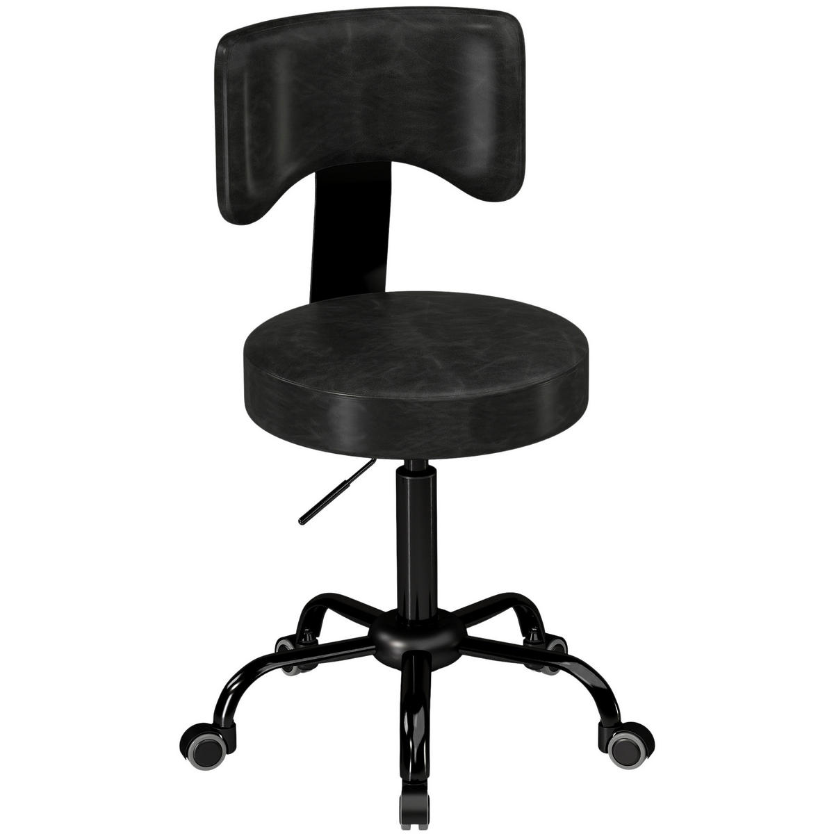 ROLLHOCKER Höhenverstellbar Schwarz 34.5/34.5/87.5 cm - Schwarz, Kunststoff (34.5/87.5/34.5cm)