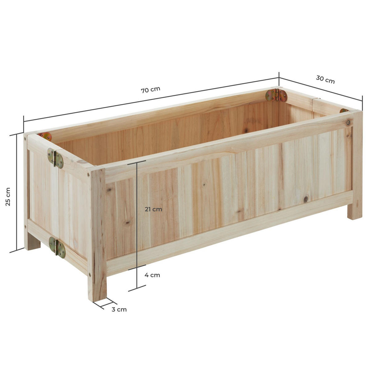 HOCHBEET Blomster, 70 x 30 x 25 cm, Belastbarkeit 50 kg, braun - Braun, Holz (70/25/30cm) - tectake