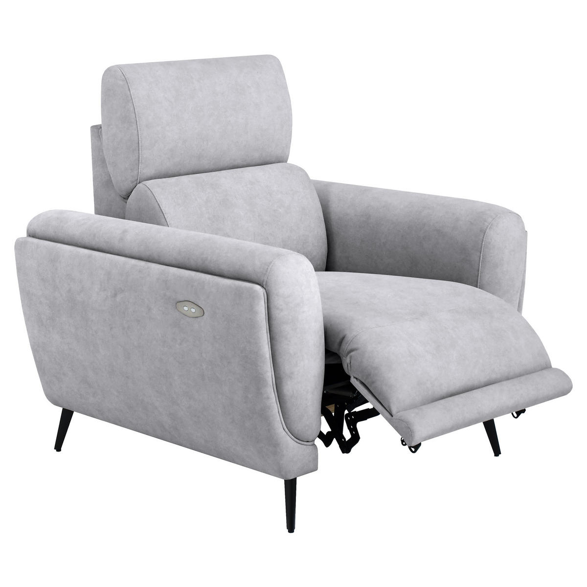 RELAXSESSEL Comfort, mit elektrischer Verstellung und verstellbarer Kopfstütze, Hellgrau - Hellgrau/Schwarz, Textil (103/97/102cm) - Beautysofa