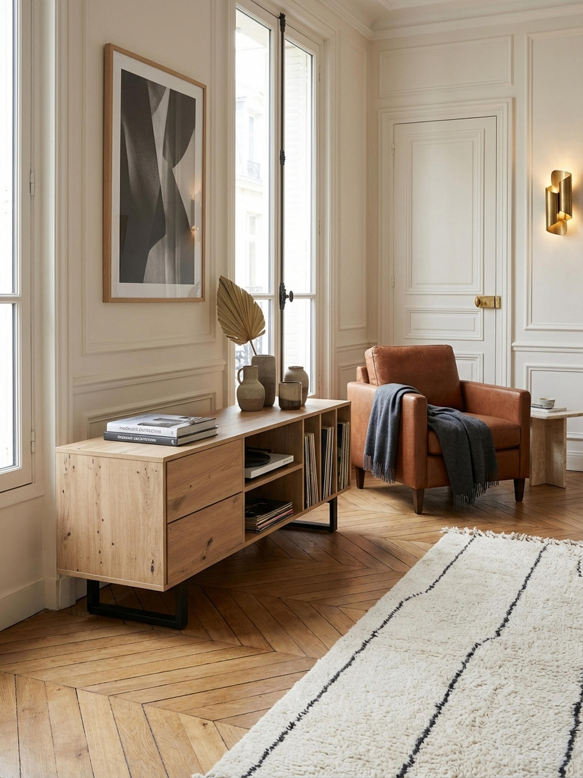 TV-LOWBOARD mit Eiche-Dekor, Schubladen und offenes Regal, modern, Braun 150x40x55 cm - Schwarz/Braun, Holzwerkstoff/Metall (150/55/40cm) - KADIMA DESIGN