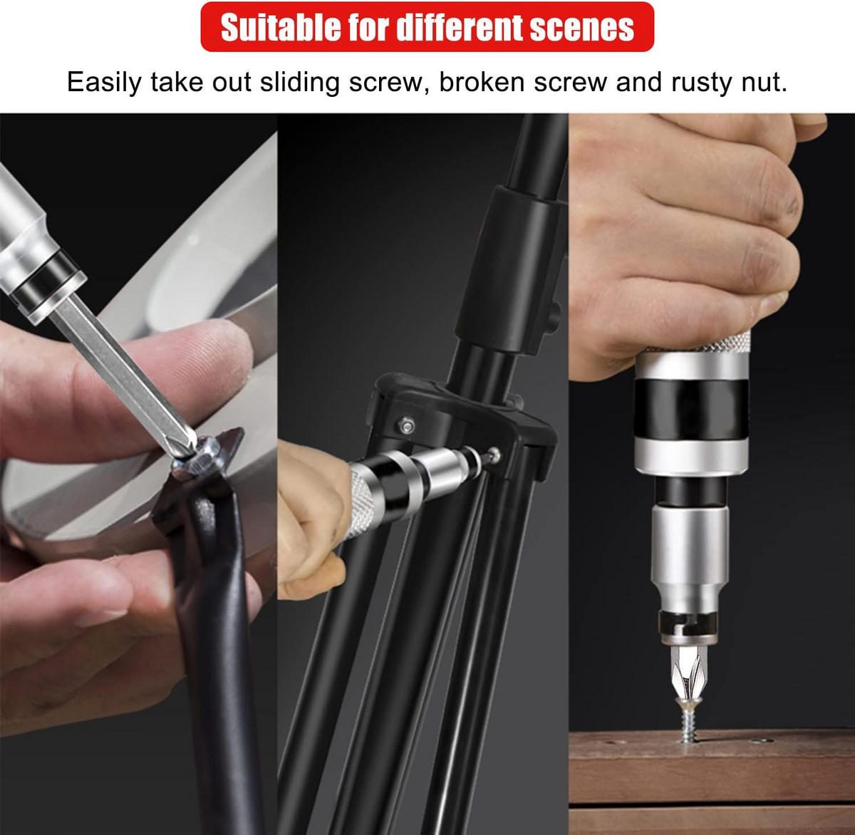 SCHRAUBENDREHER-SET-DIY,ES wird mit 15 Bits geliefert (Schlitz-, Kreuzschlitz- und Sechskantbits). - Silberfarben, Metall (2.5/2.5/16.5cm) - LIBRATON