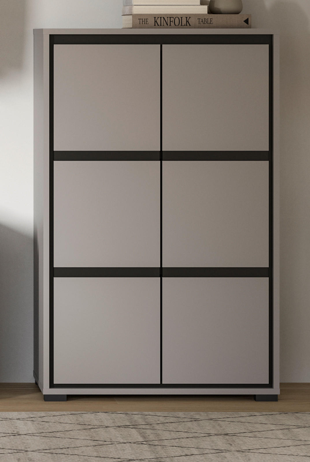 SCHUHSCHRANK grau, schwarz 65 cm, Flur Kommode mit Soft-Close - Schwarz/Grau, Holzwerkstoff/Kunststoff (65/103/37cm) - Inn.Furn