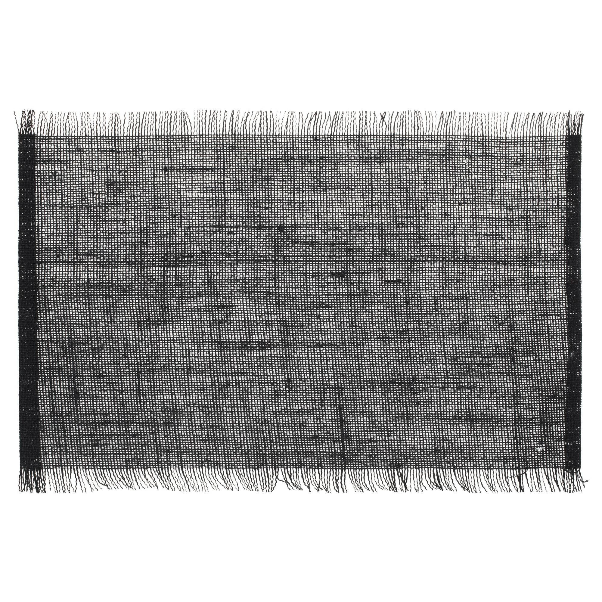 TISCHMATTE Fransen schwarz 45/30 cm - Schwarz, Naturmaterialien (45cm) - Secret de Gourmet