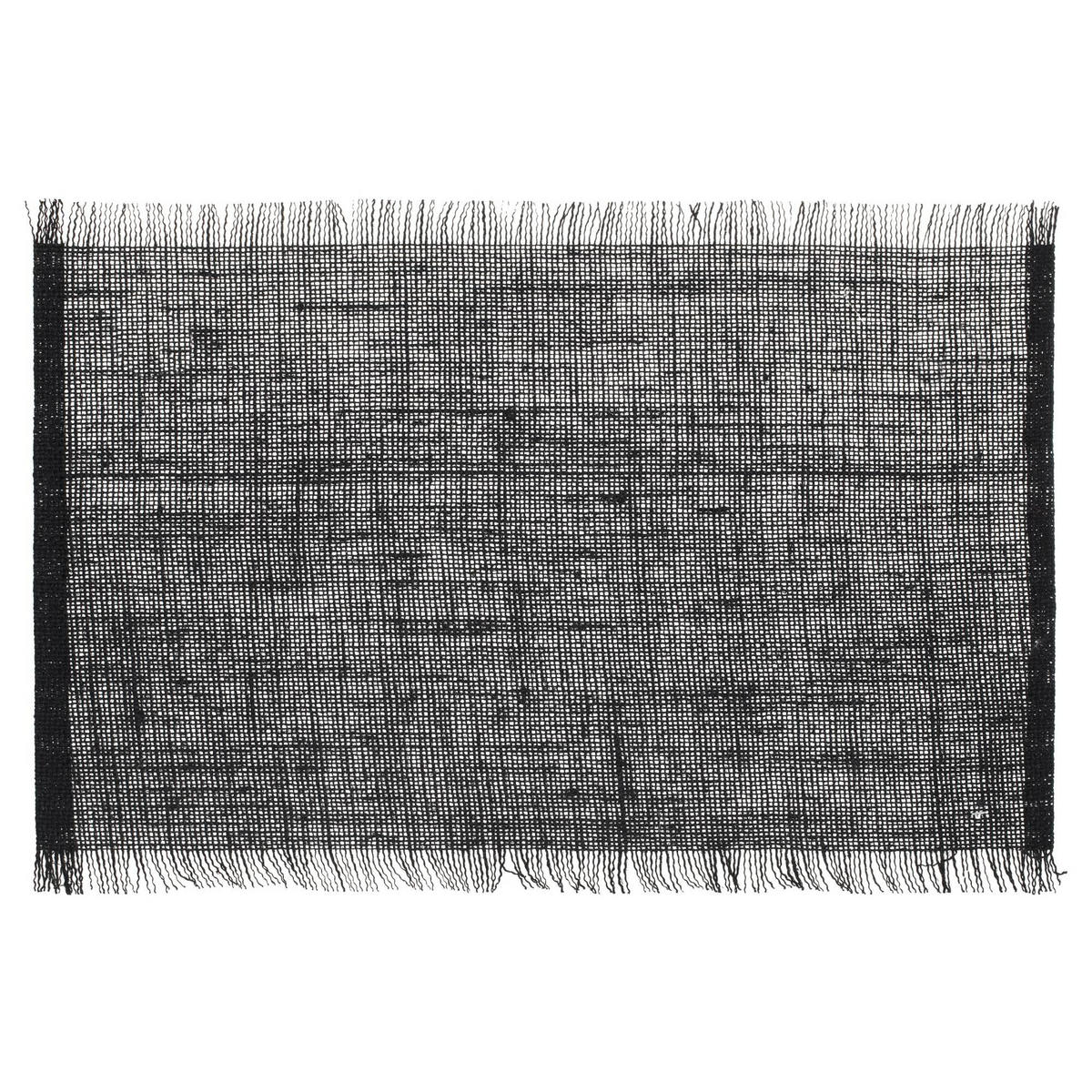 TISCHMATTE Fransen schwarz 45/30 cm - Schwarz, Naturmaterialien (45cm) - Secret de Gourmet