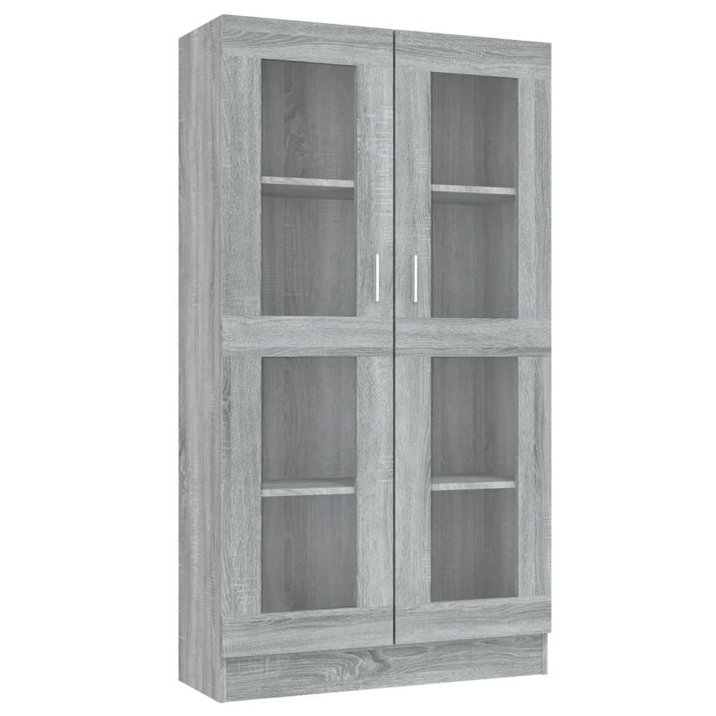 VITRINENSCHRANK mit 4 Fächern, 2 Glastüren 82,5/30,5/150 cm aus Holzwerkstoff Grau Sonoma Dekor - Silbereichenfarben, Holz (82.5/150/30.5cm) - vidaXL