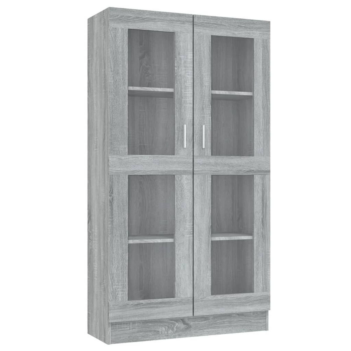 VITRINENSCHRANK mit 4 Fächern, 2 Glastüren 82,5/30,5/150 cm aus Holzwerkstoff Grau Sonoma Dekor - Silbereichenfarben, Holz (82.5/150/30.5cm) - vidaXL