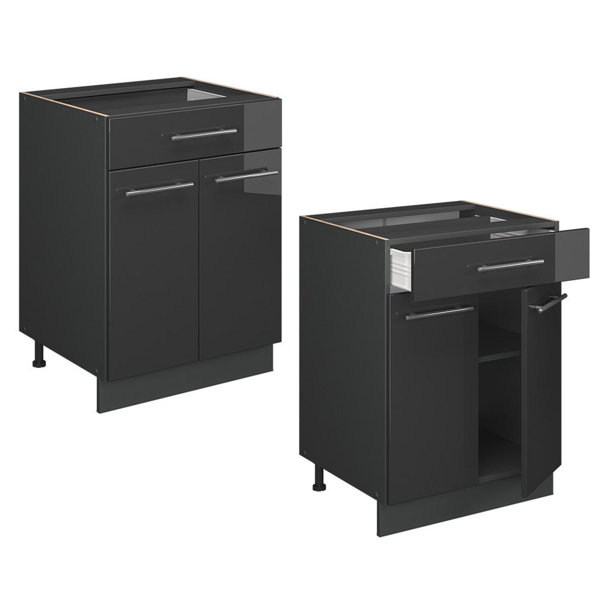 SPODNÍ SKŘÍŇKA KUCHYŇSKÉ LINKY Fame-Line Antracitový vysoký lesk - antracitová/vysoce lesklá černá, kompozitní dřevo (60/82/60cm) - Vicco