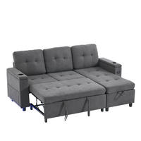 ECKSOFA L-Form Schlafsofa Stauraum LED 3-Sitzer Grau 208cm - Grau, Textil (208/146cm) - FLIEKS