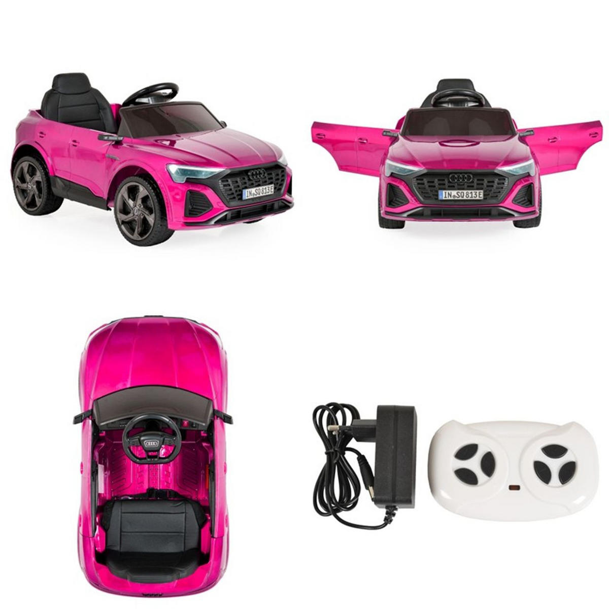 ELEKTROAUTO Audi SQ8 e-tron pink EVA-Reifen Musik Licht MP3-Eingang Gurt - Rosa, Kunststoff (99/54/46cm) - Moni