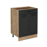 KÜCHENUNTERSCHRANK R-Line Anthrazit Landhaus 60 cm mit Schublade, ohne Arbeitsplatte - Honigeiche/Anthrazit, Holzwerkstoff (60/81.6/46cm) - Vicco