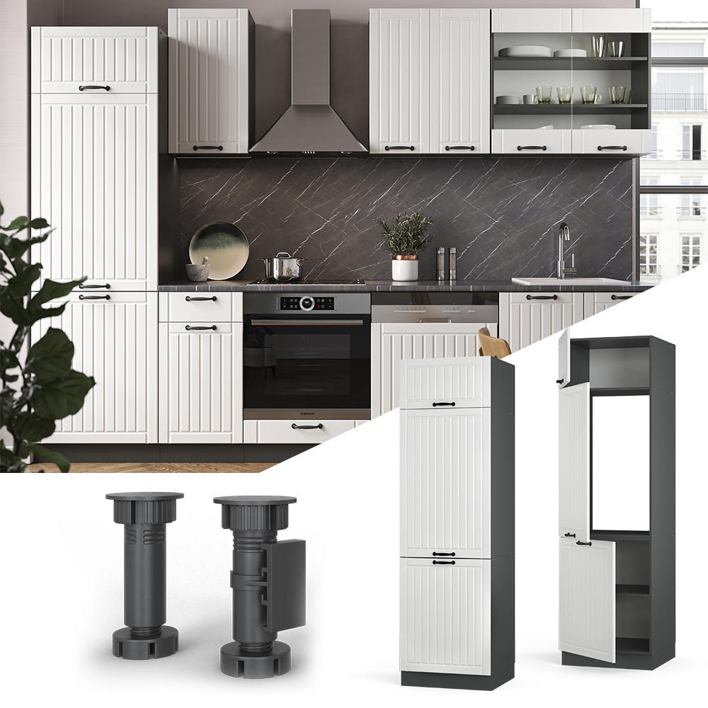 KÜCHENSCHRANK Fame-Line Weiß Landhaus 60 cm - Anthrazit/Weiß, Holzwerkstoff (60/206.8/58.1cm) - Vicco