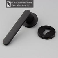 TÜRGRIFF Matt Schwarz mit Schlüsselrosette Set mit Schrauben Rückholfeder - Schwarz, Metall (5/5/14cm) - MCBOSON