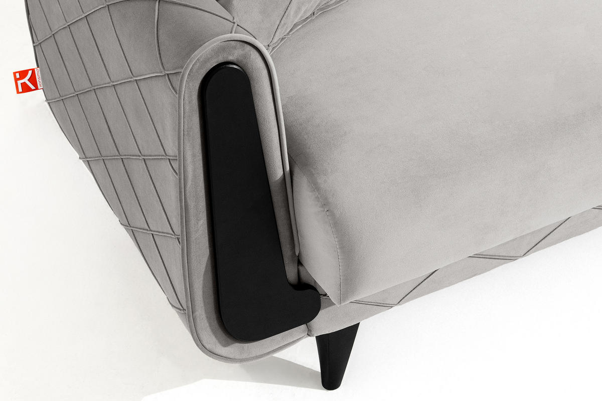 3-SITZER-SOFA GUSTAVO III Sofa 3 Velours, Hellgrau - Hellgrau, Holz/Holzwerkstoff (230/98/98cm) - KONSIMO®