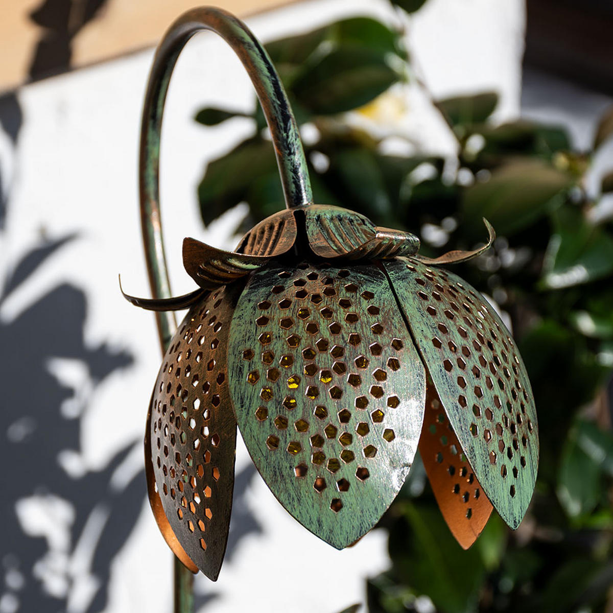 LED AUSSENLEUCHTE Solarleuchte Gold - Goldfarben, Glas (25/15/90cm) - Globo Lighting